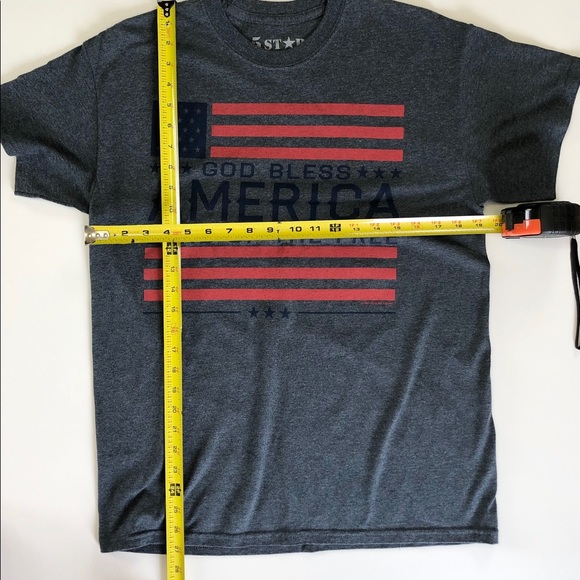 5 Star Gray Blue God Bless America Free T-Shirt - Picture 3 of 5